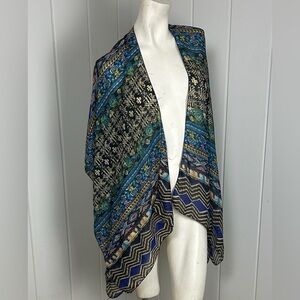 NWT Silhouette by Choice Boho Tribal Floral Open Front Kimono Wrap One Size
